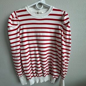 Vine & Love Striped Red and White Crew Neck Sweater